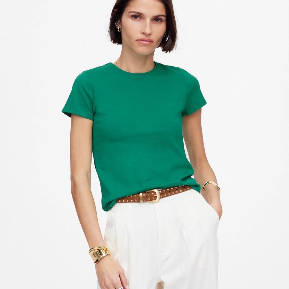 Madewell Essential Slim Tee in Lightweight Cotton in Verdant Green sz XS NU848